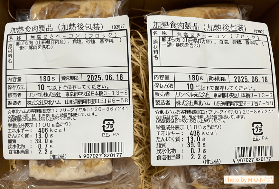 ヒューリック 株主優待 カタログ 出羽のしんけん工房 東北ハム 無塩せきベーコン 無添加 リンベル 原材料 カロリー