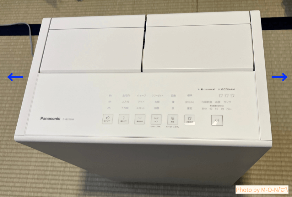 除湿機　Panasonic　パナソニック　エコハイブリット　F-YEX120B　キャスター　横移動