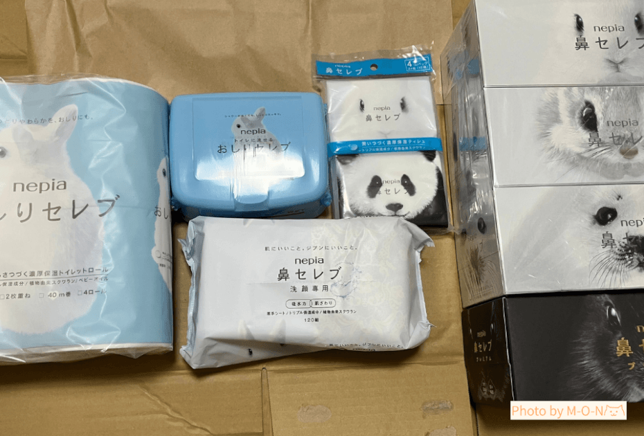 王子の株主優待で届いたネピアのセレブセット一式